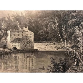 19thc Engraving, Cotton Mill, Pennsylvania