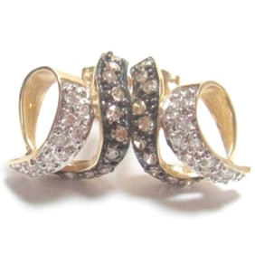 .50cts Cognac, White Diamonds Curl Earrings
