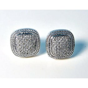 Diamond Sterling Silver Post Earrings