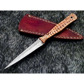 Damascus Steel Olive Wood Dagger