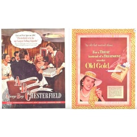 Pair of Mid Century Cigarette, Tobacco Advertisements