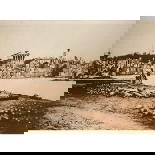 Civil War Richmond in Ruins Photo Print: Civil War Richmond, across the Canal Basin, ruined buildings in the distance, sepia-tone photo print. Created in the early 1990s for The American Heritage Galleries. Printed on card stock. 11" x 14" w