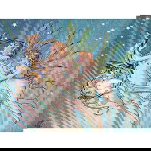Emily's Fairies Ceramic Art Tile: Emily's Fairies glossy ceramic focal art tile. 6" X 8". *** Art Tile Murals are custom made to order and usually arrive to us in about 2 weeks from time you pay invoice. They will be shipped separatel