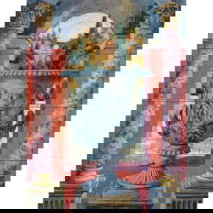 Italian Fresco Scene Ceramic Art Tile Mural: Italian fresco style landscape, vase with arch ceramic art tile mural, consisting of 12 glossy ceramic art tiles ( 6" X 6" ) for an overall size of 18" X 24". *** Art Tile Murals are custom made to or