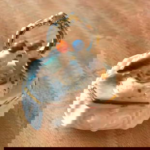 19thc Victorian Birds on Nest Fairing Trinket Box: 19th Century Victorian porcelain birds nesting on a dresser fairing, trinket box. In good condition,with most of the color & gilt remaining. 2 1/2" H X 2 1/4" W X 1 1/2" D. They were given away as pri
