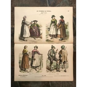 Rare 19thc Handcolored Costume Plates, Bavaria