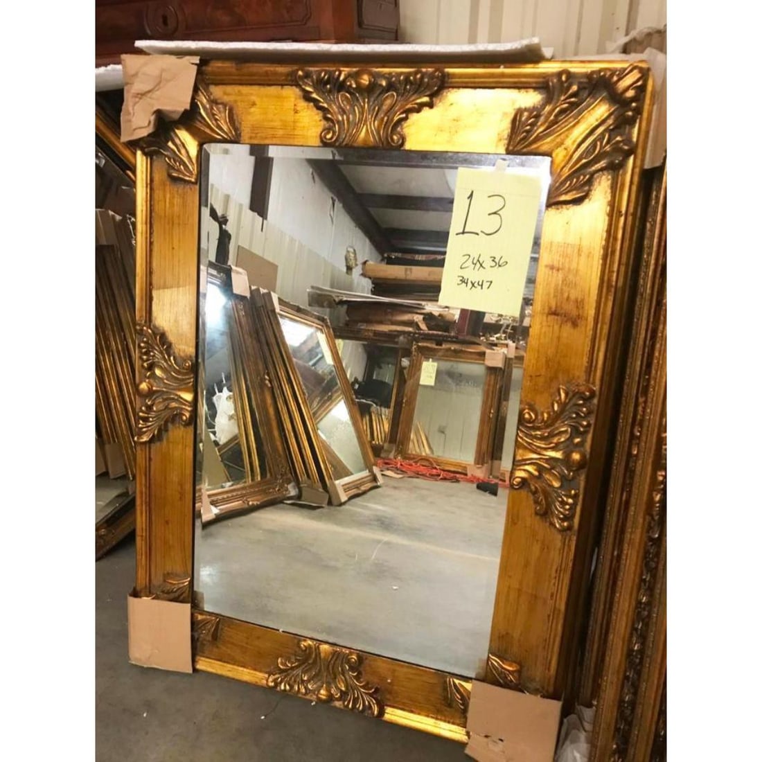 Carved Florentine Giltwood Beveled Mirror (1 of 2)