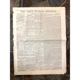 Late 19thc Newspaper, The Daily Evening Reporter, Washington, PA
