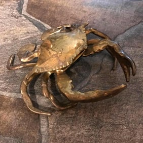 Vintage MCM Brass Crab Trinket Box, Ashtray