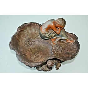Art Nouveau Patinated Nymph Centerpiece