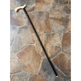 19thc Bone Ebonized Walking Stick, Cane
