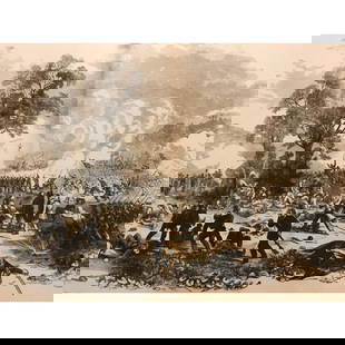 19thc Civil War Engraving, Battle of Bull Run: 19th Century Civil War engraving, Battle of Bull Run, VA. Fought July 21, 1861. Between The Federal Army by General McDowell, And The Confederate Army, Commanded By Generals Beauregard and Johnston. D