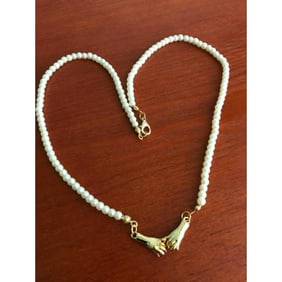 3-4mm Freshwater Pearls Hands of Friendship Necklace