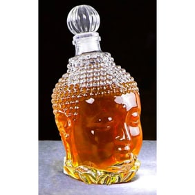 Serene Buddha Head Liquor Decanter