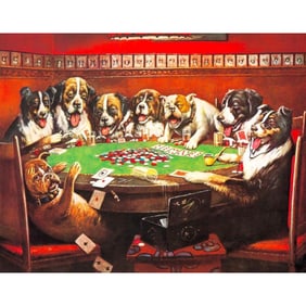 Drunken Dogs Playing Cards Metal Pub Bar Sign