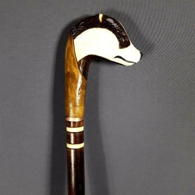 Honey Badger Carved Wooden Cane