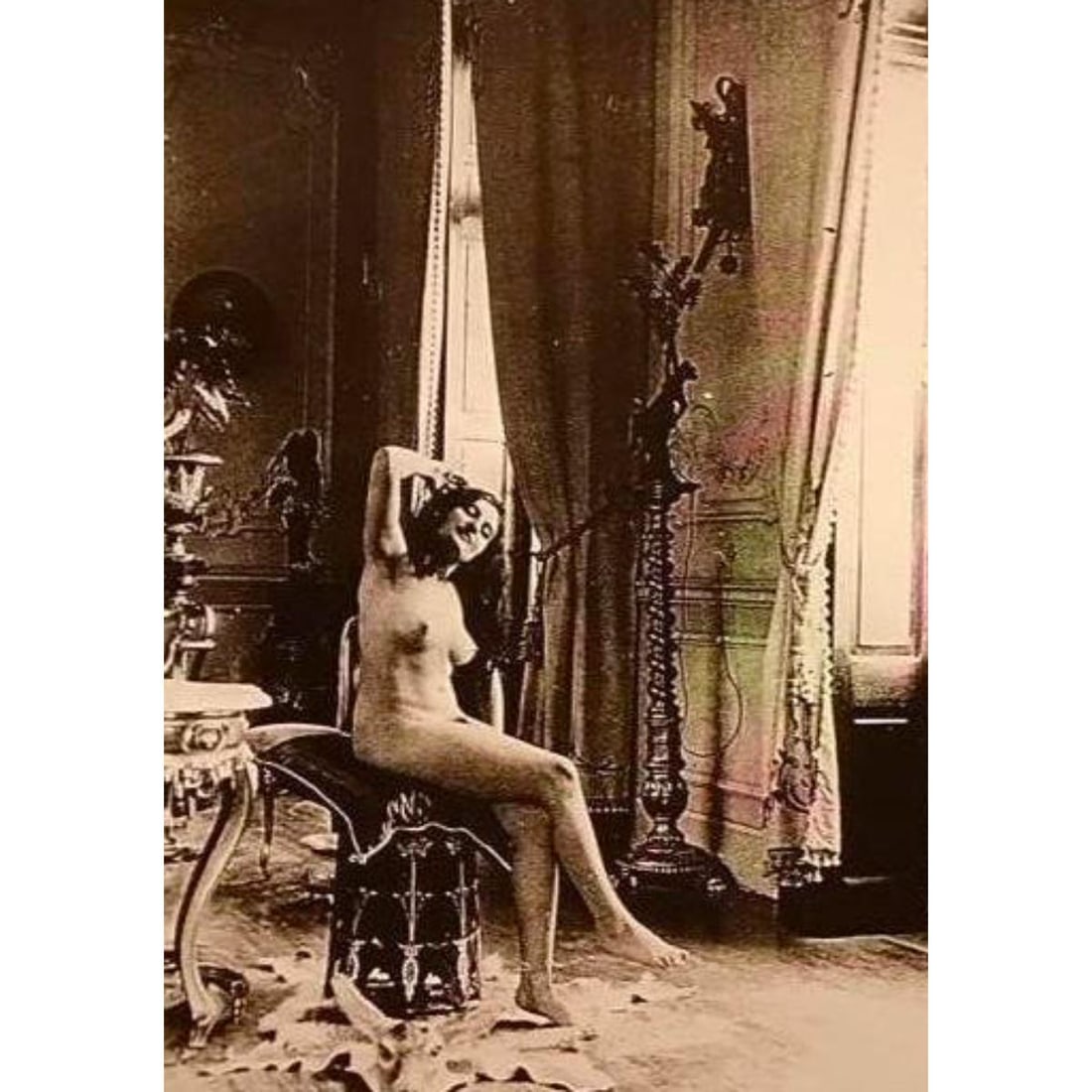 Wild West Prostitute Photo Print: Victorian, Wild West era Prostitute sepia-tone photo print. Created in the early 1990s, printed on card stock. 8" X 10".