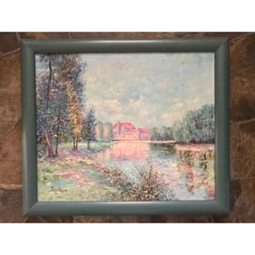 Signed Oil Painting, Impressionism, Lake Landscape, John Roby
