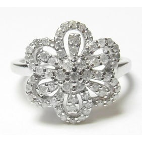 Diamond White Gold Flower Cocktail Ring