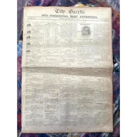 Rare! 1820 Charleston SC Newspaper, City Gazette