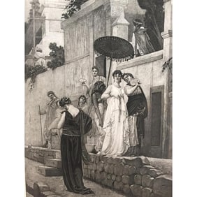 1880s Photogravure Engraving, Ancient Pompeii