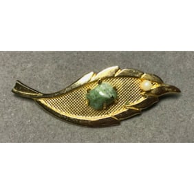 Mid Century Modern Leaf Brooch Pin