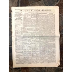 Late 19thc Newspaper, The Daily Evening Reporter, Pennsylvania