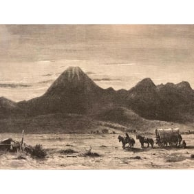 19thc Engraving, Sacremento Valley, California, Lassens Butte