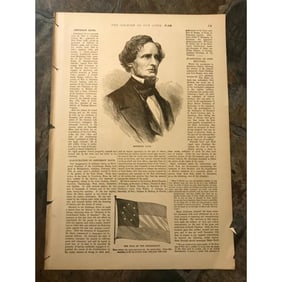 19thc Civil War Engravings, Jefferson Davis, Confederate Flag