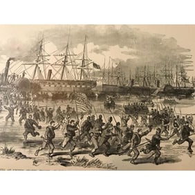 19thc Engraving, Civil War Fort Walker, HIlton Head, South Carolina