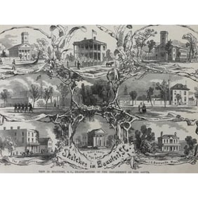 19thc Civil War Engraving, View of Beaufort South Carolina