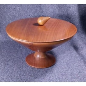 Mid Century Hand Turned Lidded Bowl