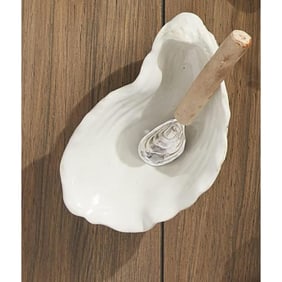 Stoneware Oyster Caviar Dish Spoon Set