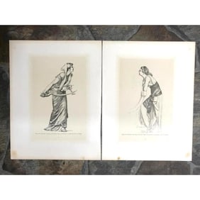 Pair of 19thc French Engravings, Classical Females