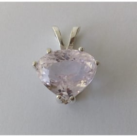 6.28c Light Pink Kunzite Sterling Silver Heart Pendant