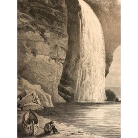 19thc Engraving, Silver Cascade Falls, Colorado Springs, Colorado