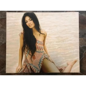 20thc Desert Rose Oil Painting