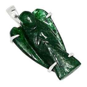 Carved Aventurine Angel Sterling Pendant