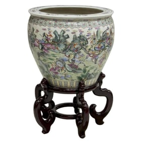 Large Chinese Famille Rose Porcelain Fish Bowl