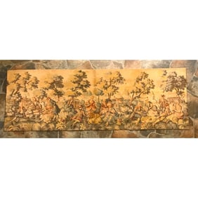 Vintage Belgian Tapestry, Woodland Courting Scene