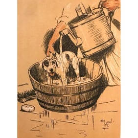 Early 1900s Lithograph, A Dog Day