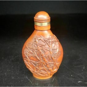 Chinese Boxwood Bamboo Forest Snuff Bottle