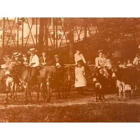 Early 1900s Scene, Children Riding Donkeys