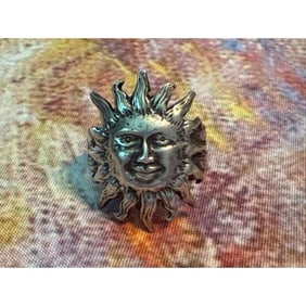 Vintage Sterling Silver Sun Face Ring