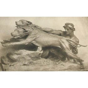 Early 1900s Half-tone Print, Perry Pictures, #1294 Hounds in Leash