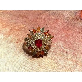Tourmaline Gemstone Sterling Silver Cocktail Ring