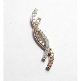 Cognac, White Diamond Gold Swirl Pendant