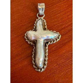Cross Pearl Sterling Silver Pendant