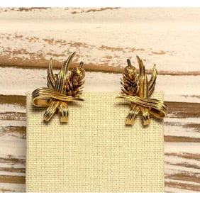 Vintage Mid-Century Wheat Sheath Earrings