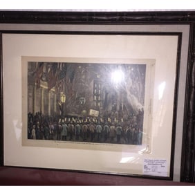 19thc Handcolored Engraving, Fourth of July, Madison Square, New York